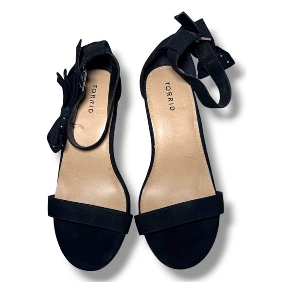 Torrid Black Ankle Strap Sandals Women’s Size 11 Wide Open Toe Block Heel Shoes - Picture 1 of 9